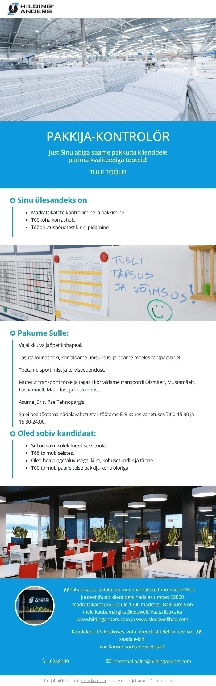 Hilding Anders Baltic AS Pakkija-kvaliteedi kontrollija