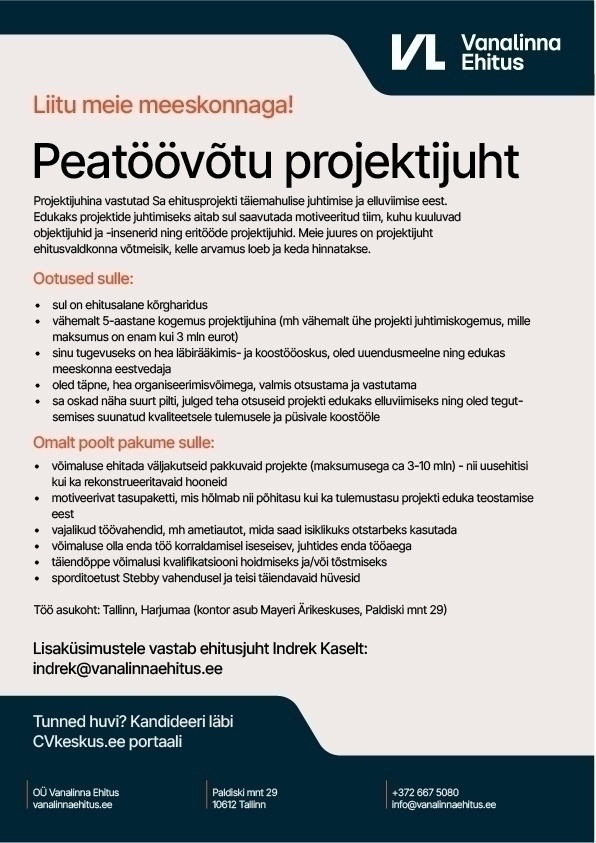 VANALINNA EHITUS OÜ Projektijuht