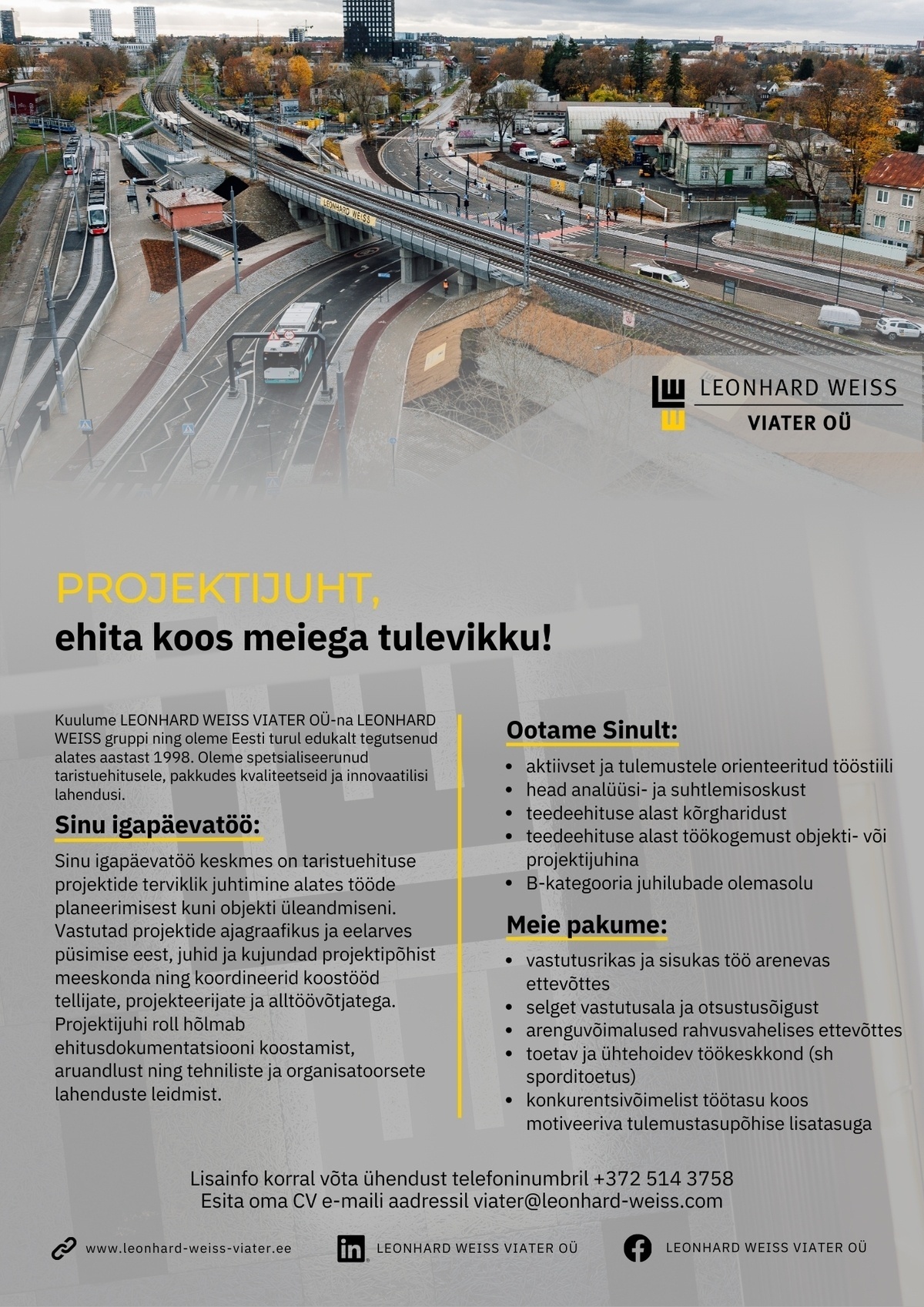 LEONHARD WEISS VIATER OÜ Taristuehituse projektijuht