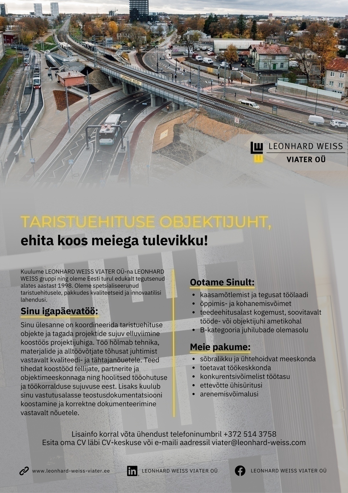 LEONHARD WEISS VIATER OÜ Taristuehituse objektijuht