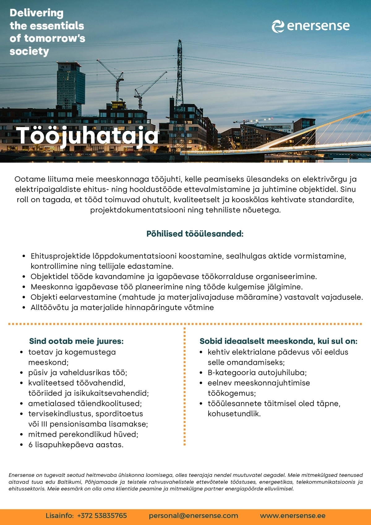 ENERSENSE AS Tööjuhataja