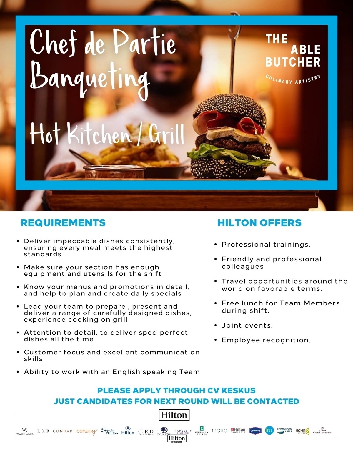 Hilton Tallinn Park Chef de Partie / Hot Kitchen, BANQUETING