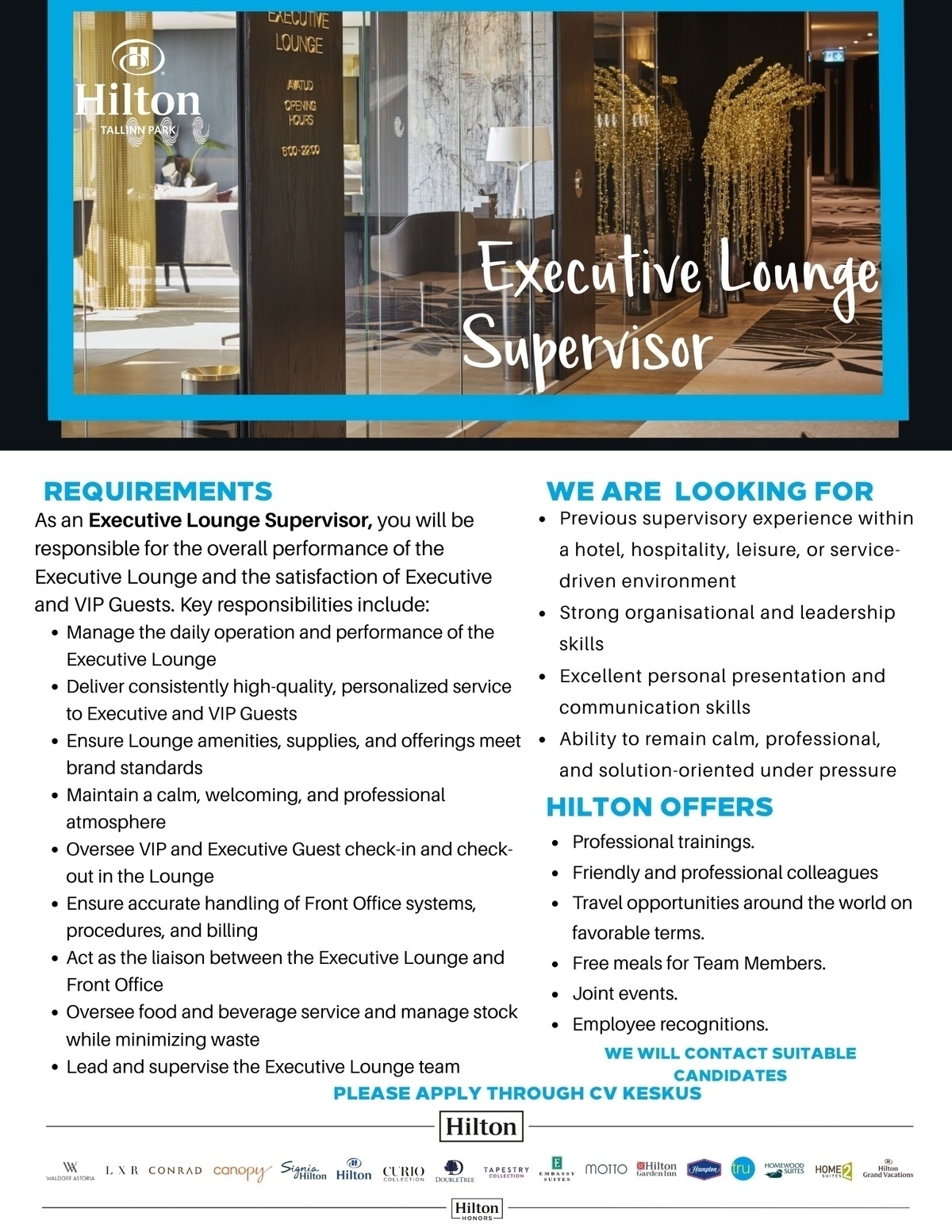 Hilton Tallinn Park Executive Lounge Supervisor