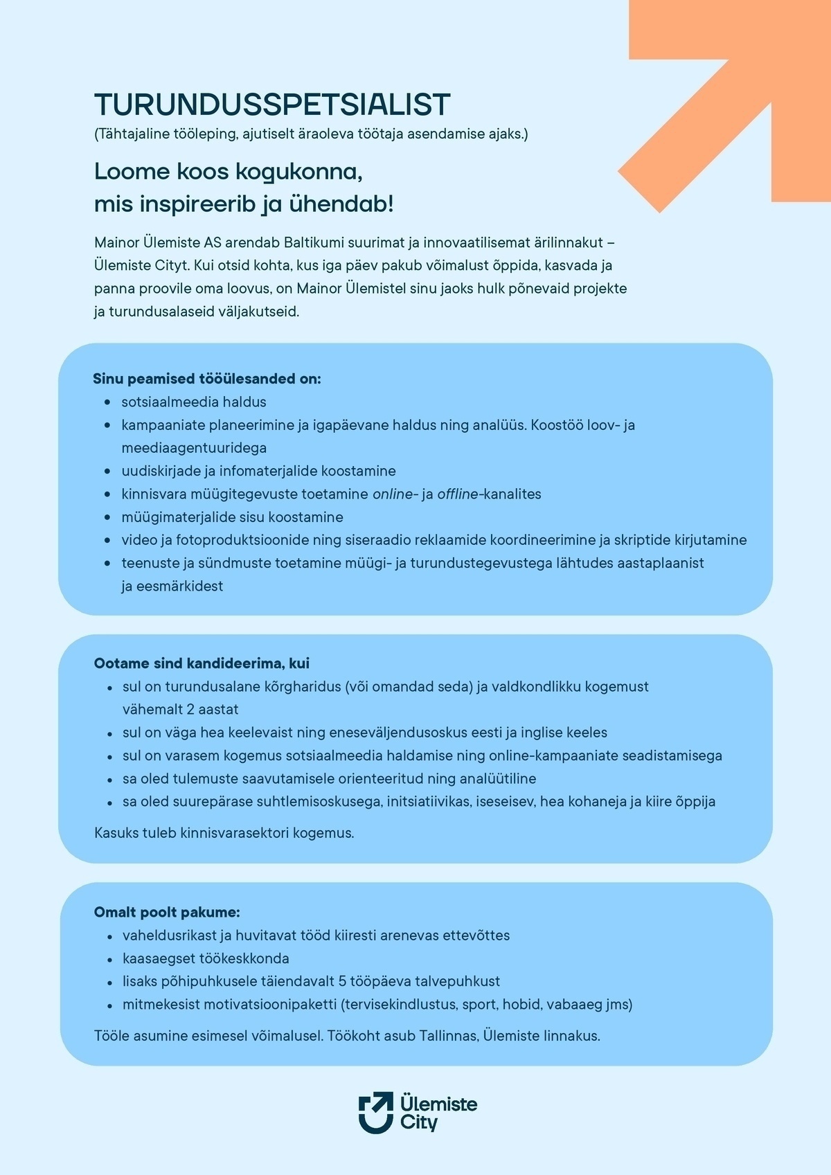 MAINOR ÜLEMISTE AS Turundusspetsialist