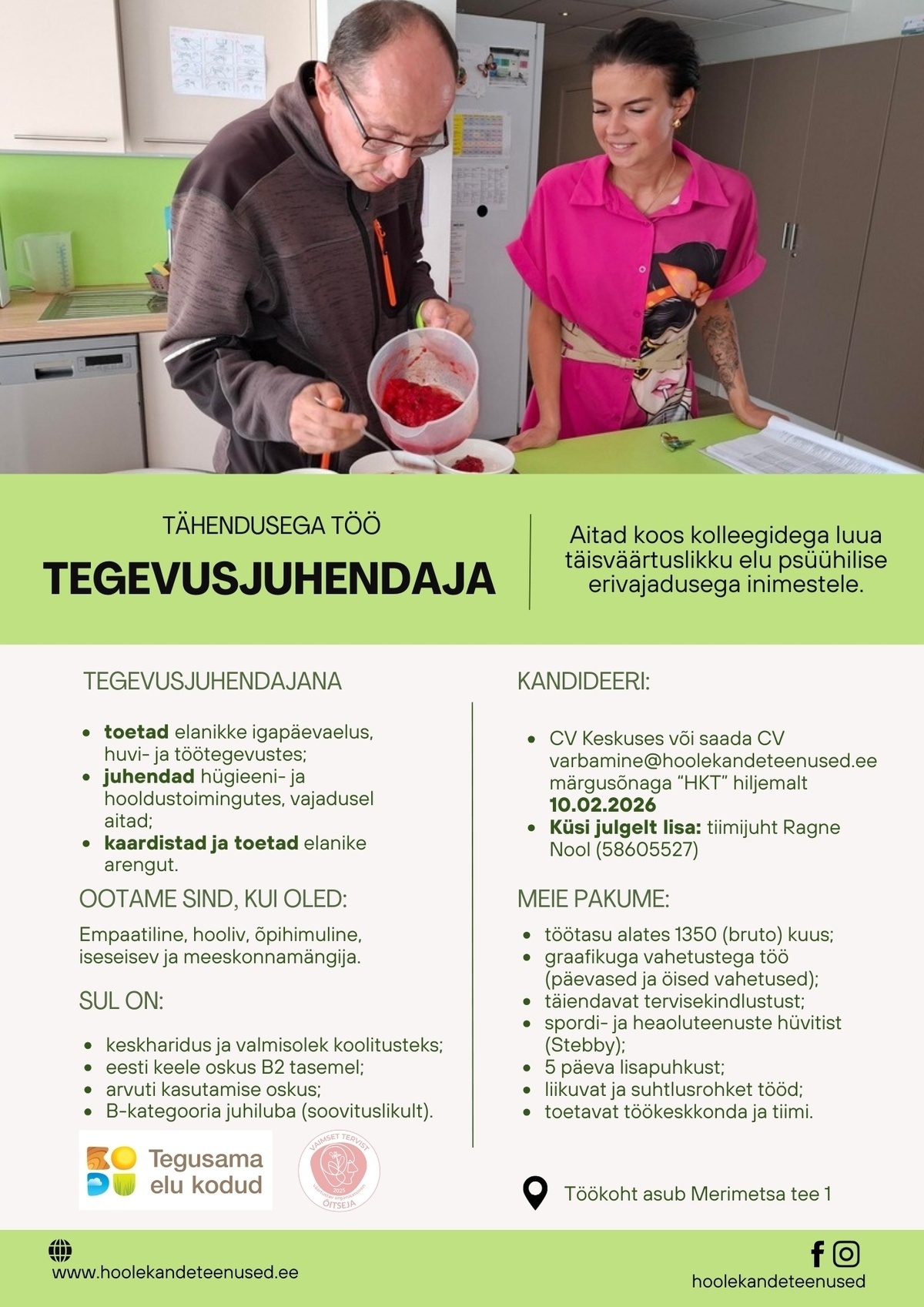 HOOLEKANDETEENUSED AS TÄHENDUSEGA TÖÖ tegevusjuhendajale Tallinnas