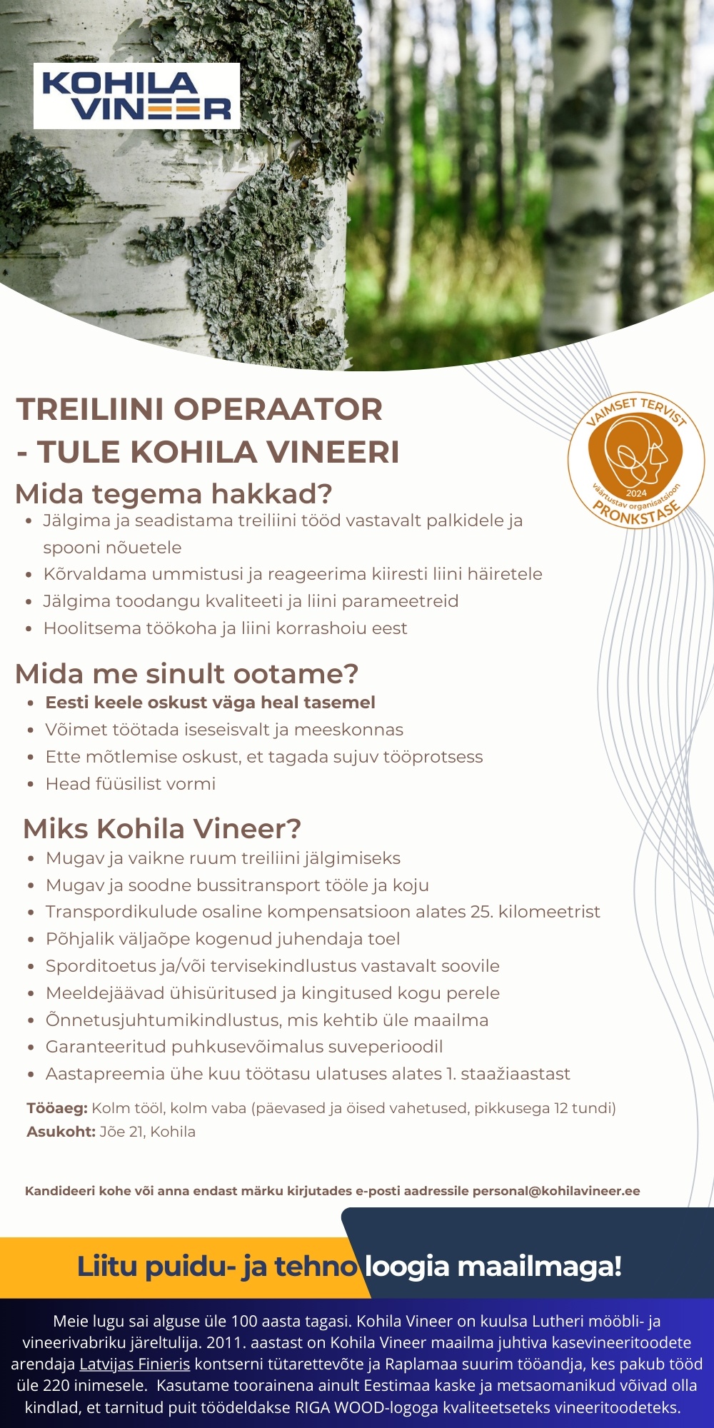 Kohila Vineer OÜ Treiliini operaator