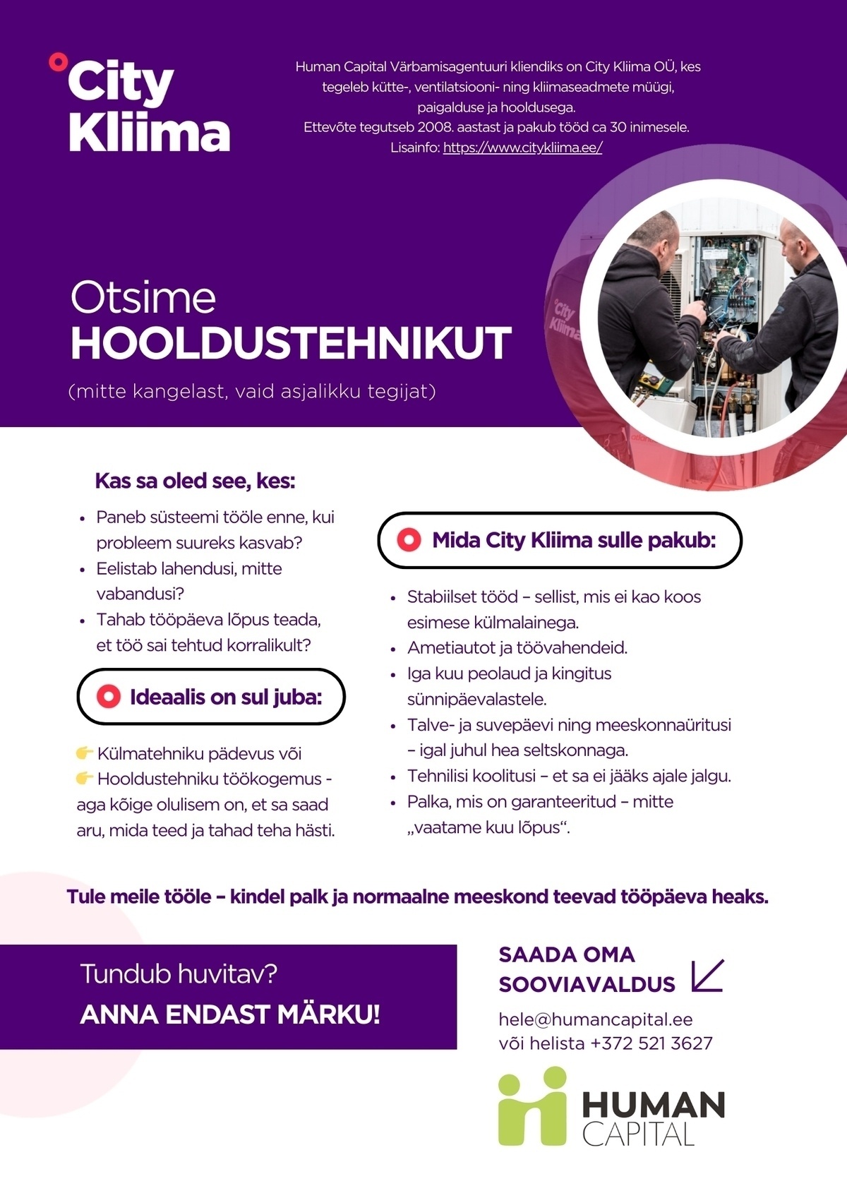 Human Capital OÜ Hooldustehnik