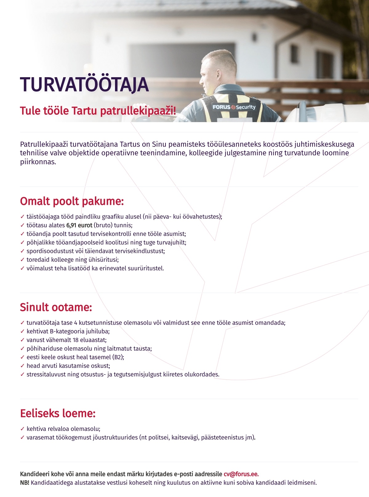 Forus Security AS Turvatöötaja Tartu patrullekipaaži