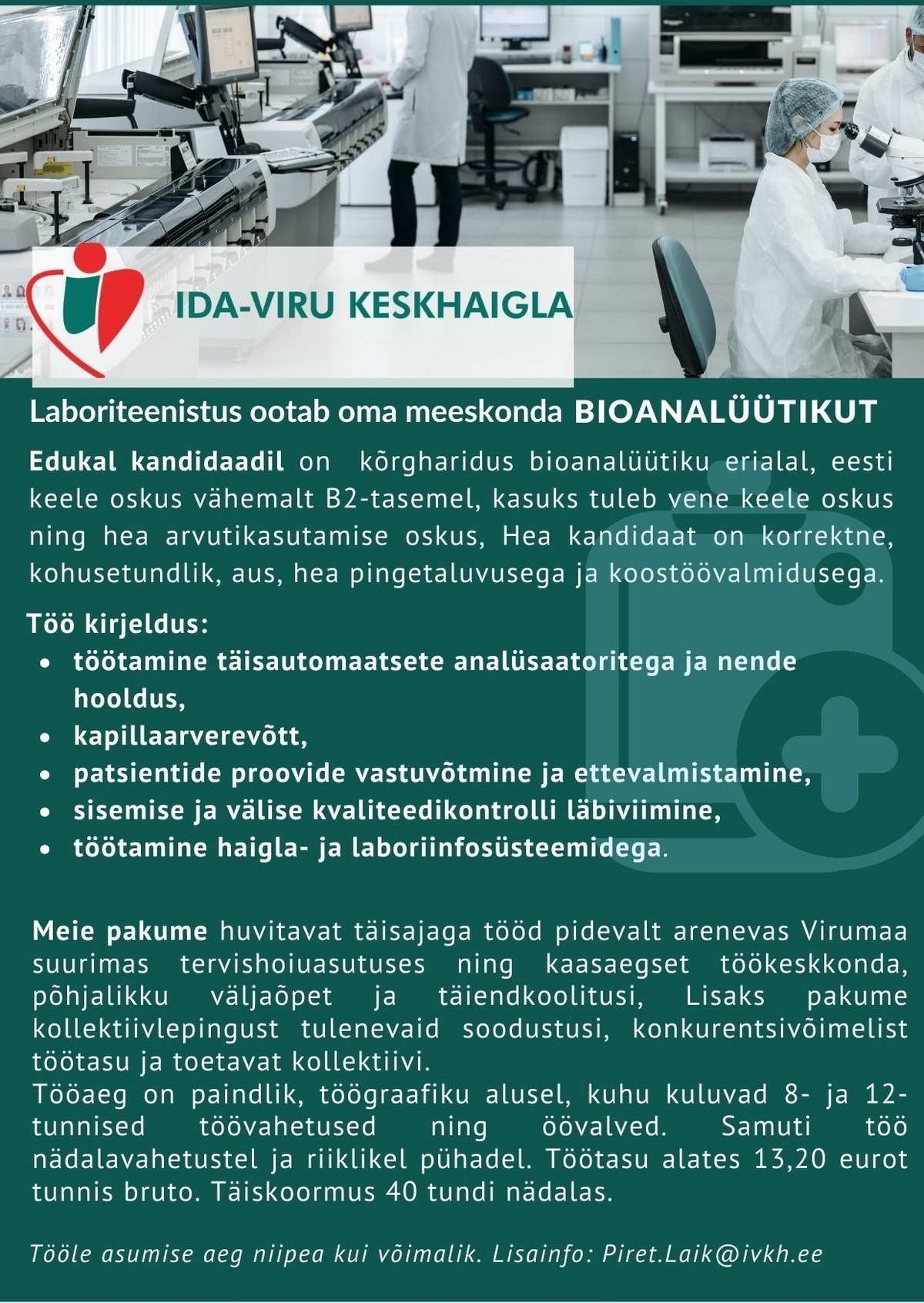 Ida-Viru Keskhaigla SA Laboriteenistuse bioanalüütik