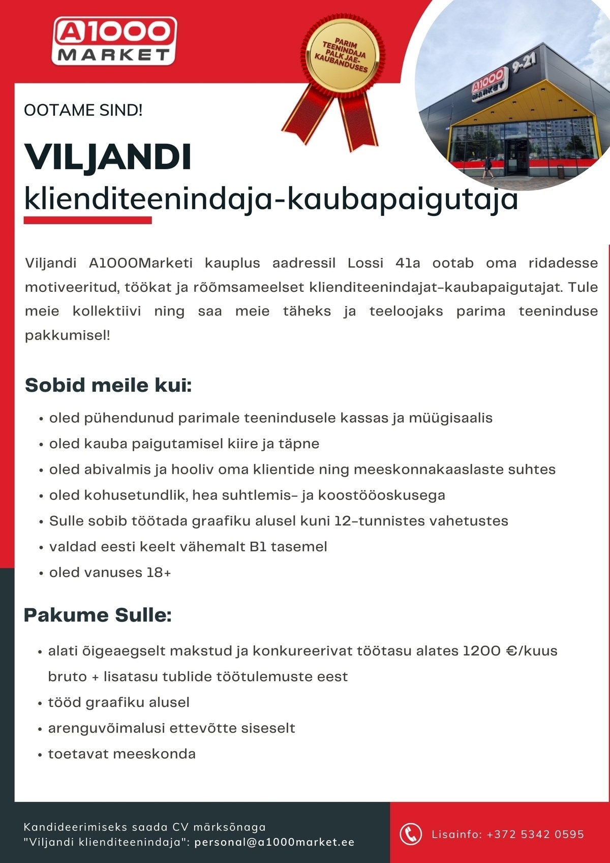 A1M OÜ - A1000Market Klienditeenindaja-kaubapaigutaja