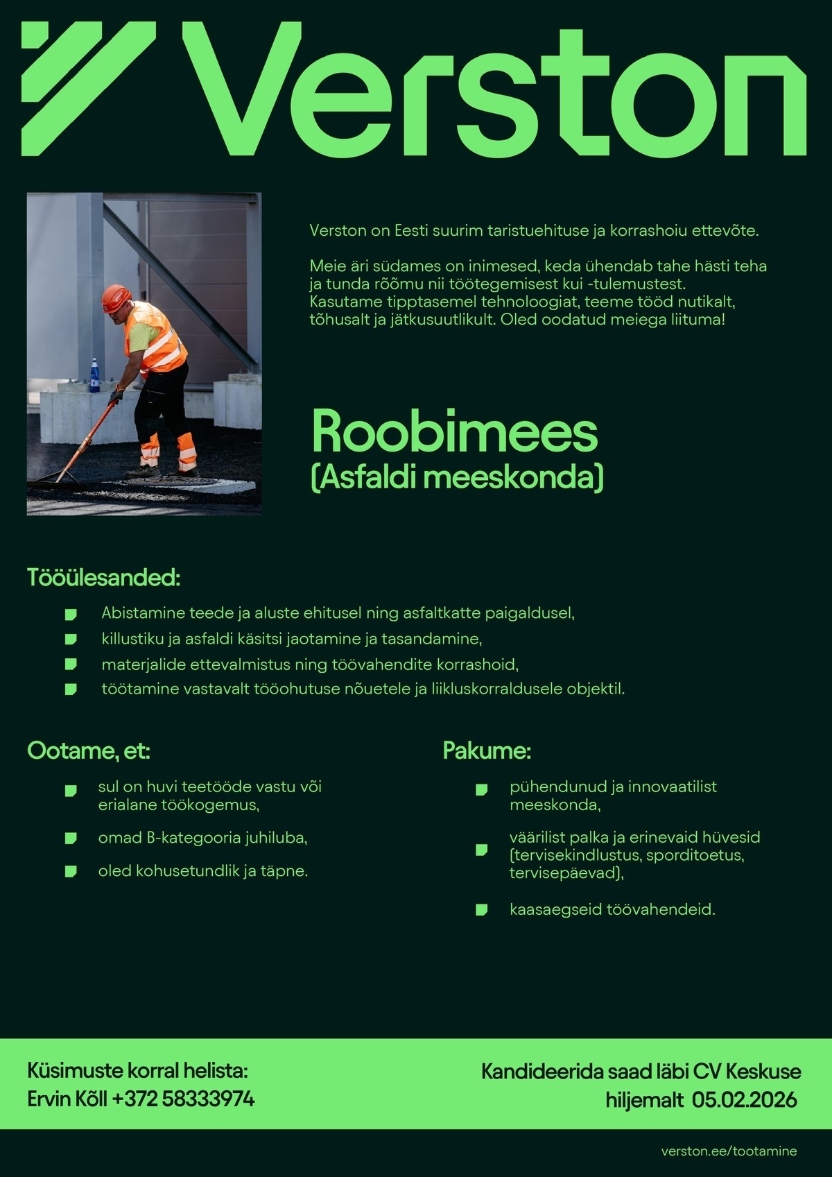 VERSTON EESTI OÜ Roobimees