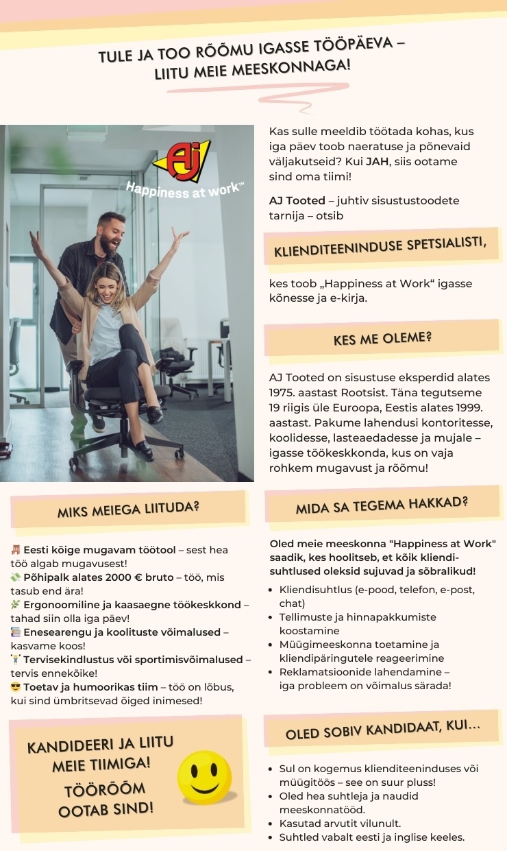 AJ TOOTED AS Klienditeeninduse spetsialist