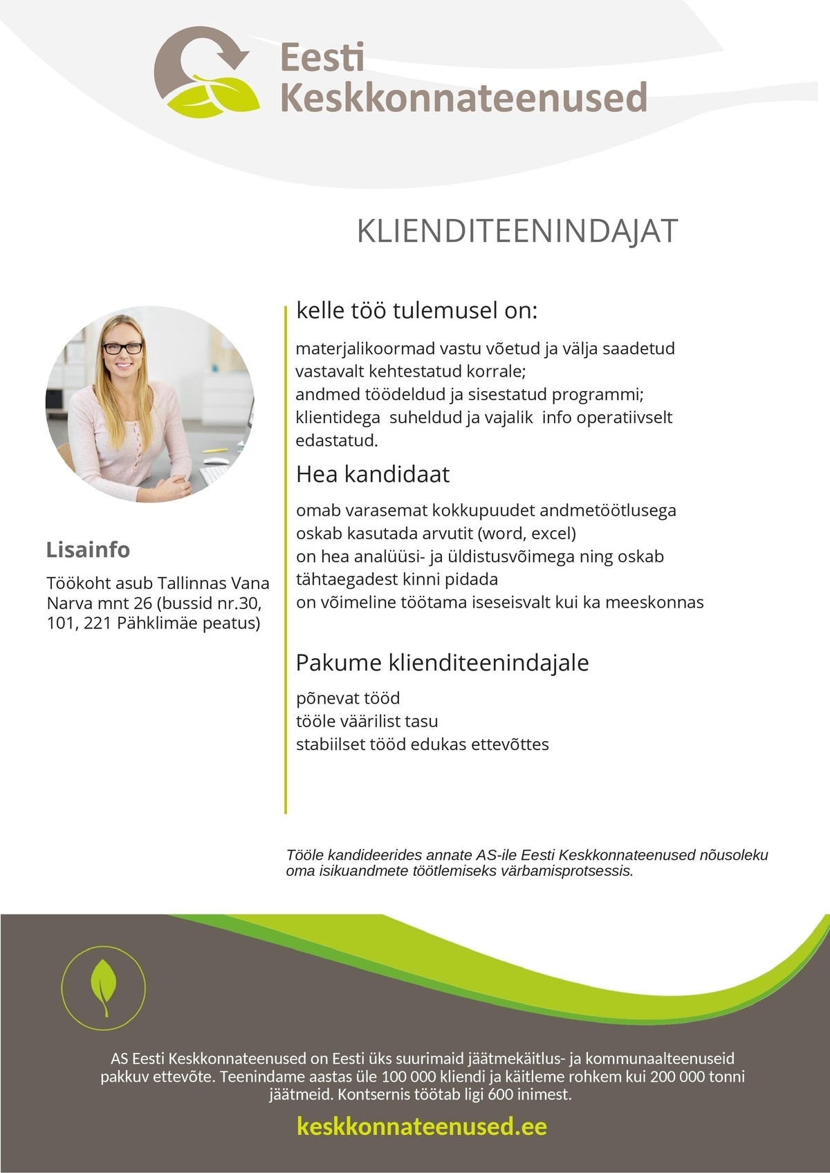 Eesti Keskkonnateenused AS Klienditeenindaja