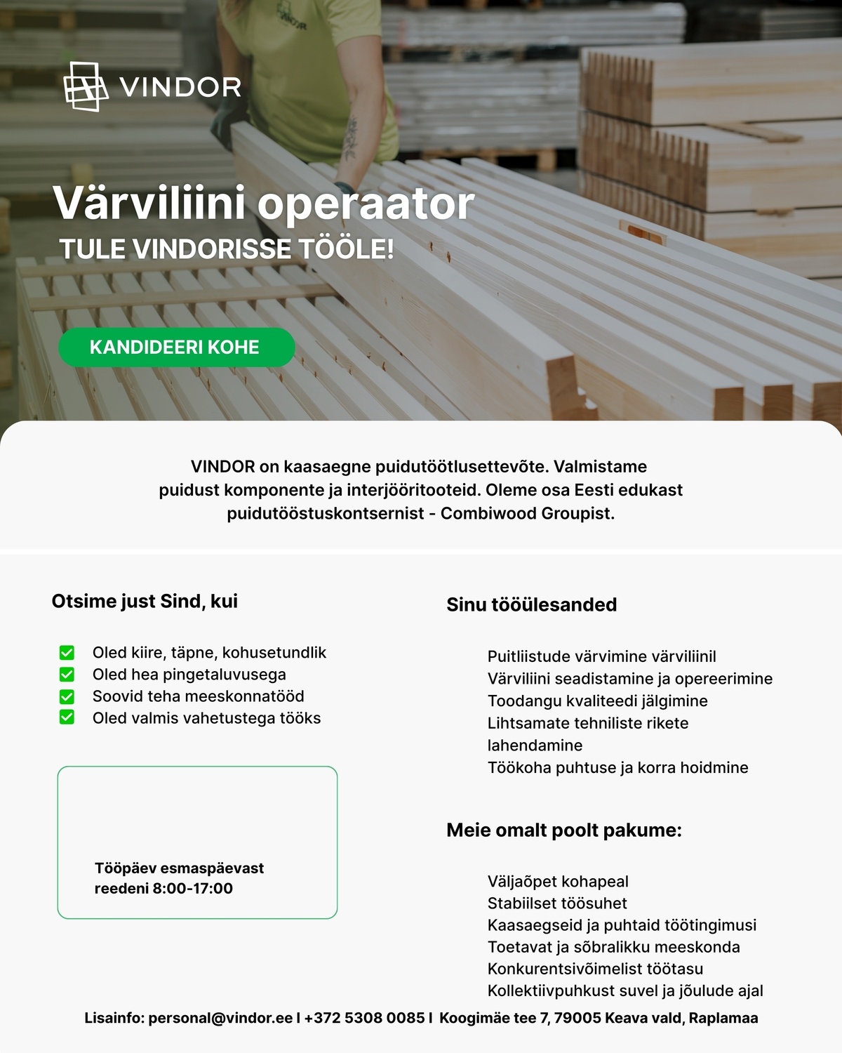 VINDOR OÜ Tootmistööline