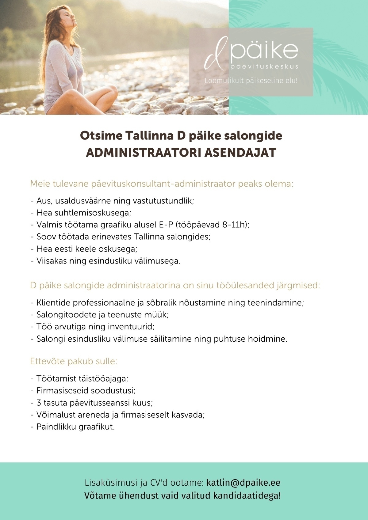 Regentum OÜ Otsime Tallinna D päike salongide ADMINISTRAATORI ASENDAJAT