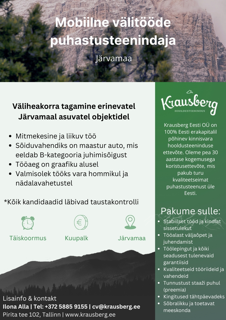 Krausberg Eesti OÜ Mobiilne välitööde puhastusteenindaja Järvamaal