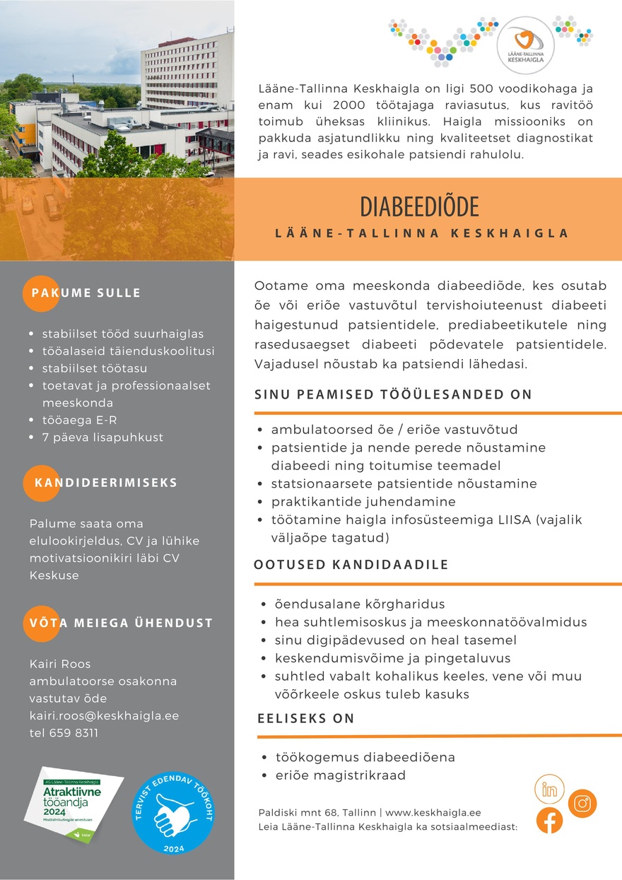 AS Lääne-Tallinna Keskhaigla Diabeediõde