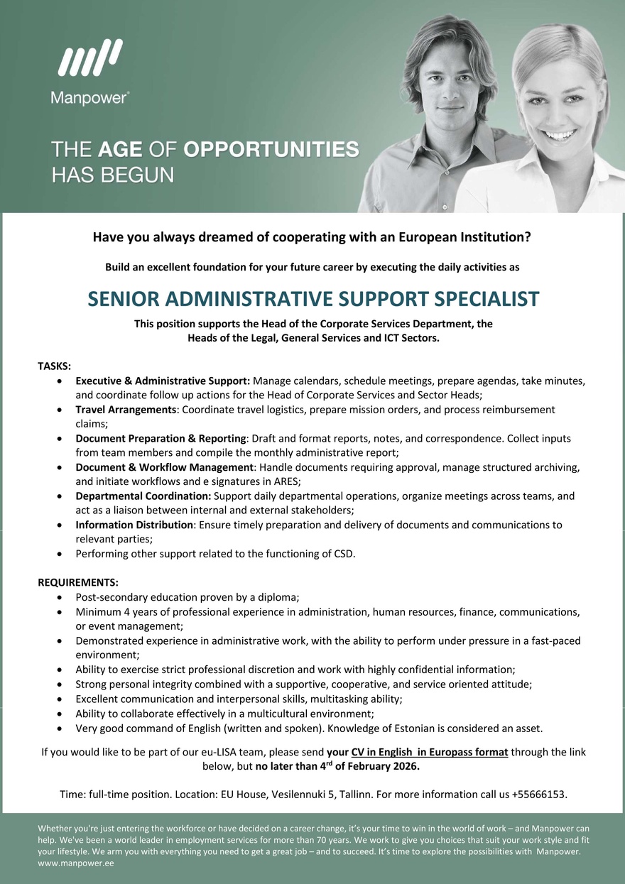 Manpower Senior Administrative Support Specialist (euLisa)