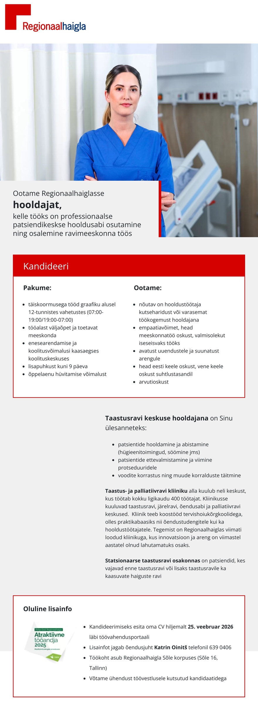 Põhja-Eesti Regionaalhaigla Hooldaja taastusravi osakonda