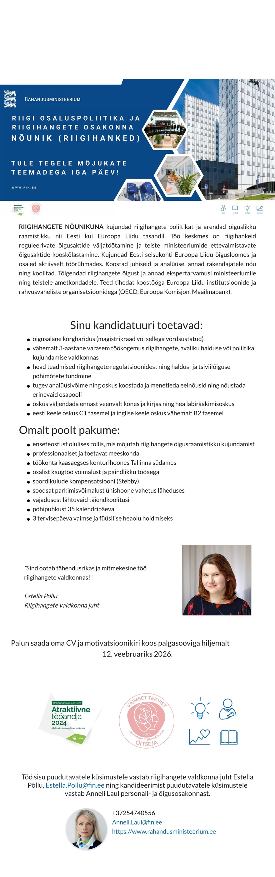 Rahandusministeerium Riigihangete valdkonna nõunik