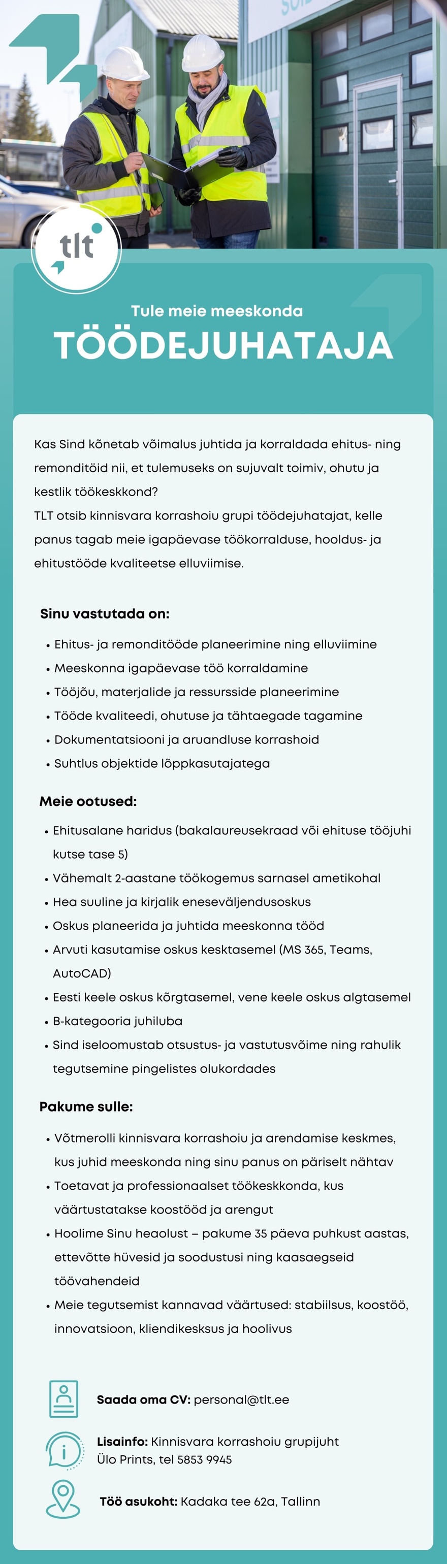 AS Tallinna Linnatransport TÖÖDEJUHATAJA