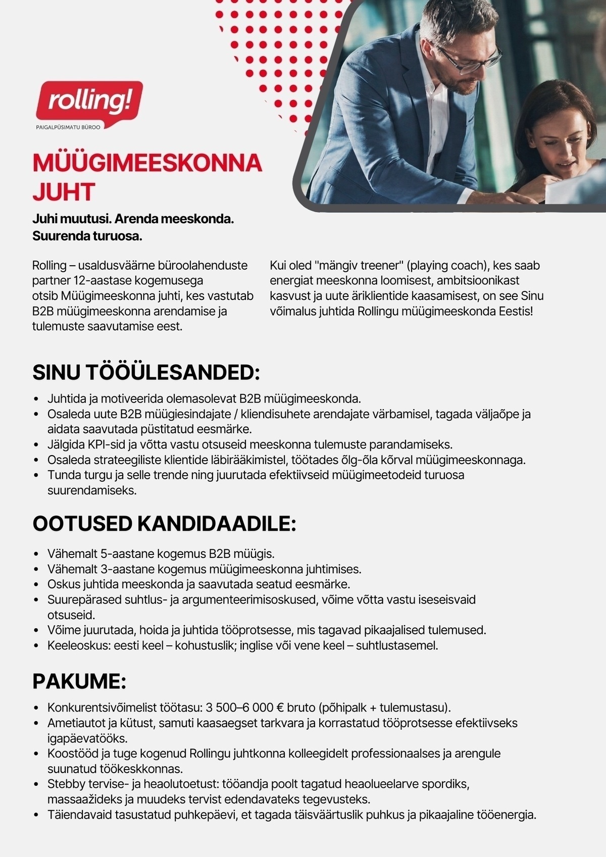 ROLLING OÜ MÜÜGIMEESKONNA JUHT