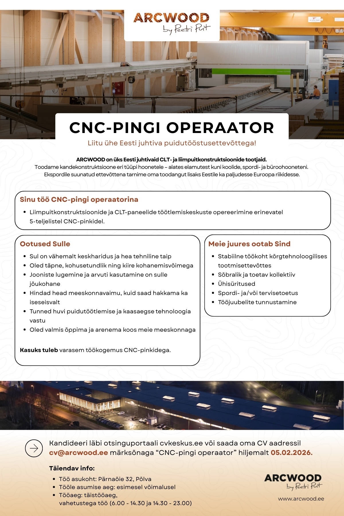 Peetri Puit OÜ CNC-pingi operaator