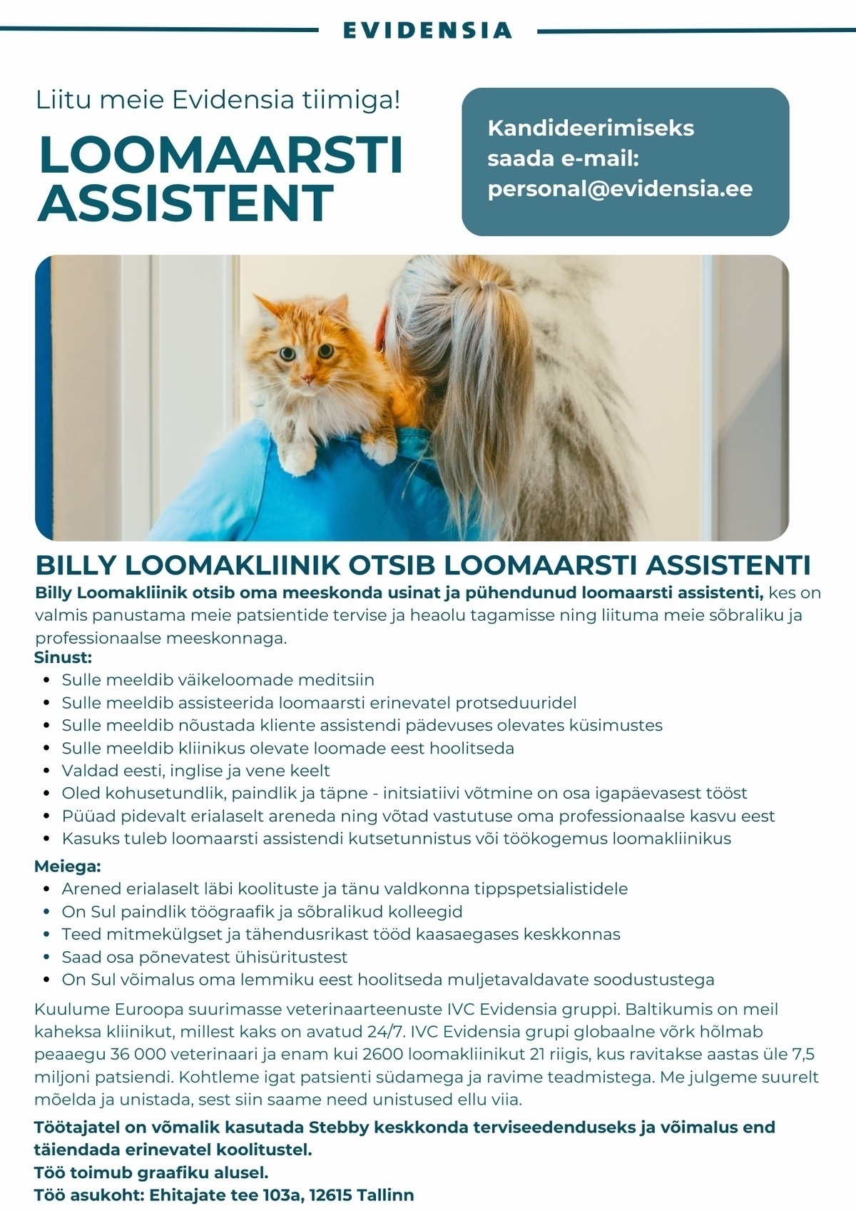 Evidensia Loomakliinikud OÜ Loomaarsti assistent