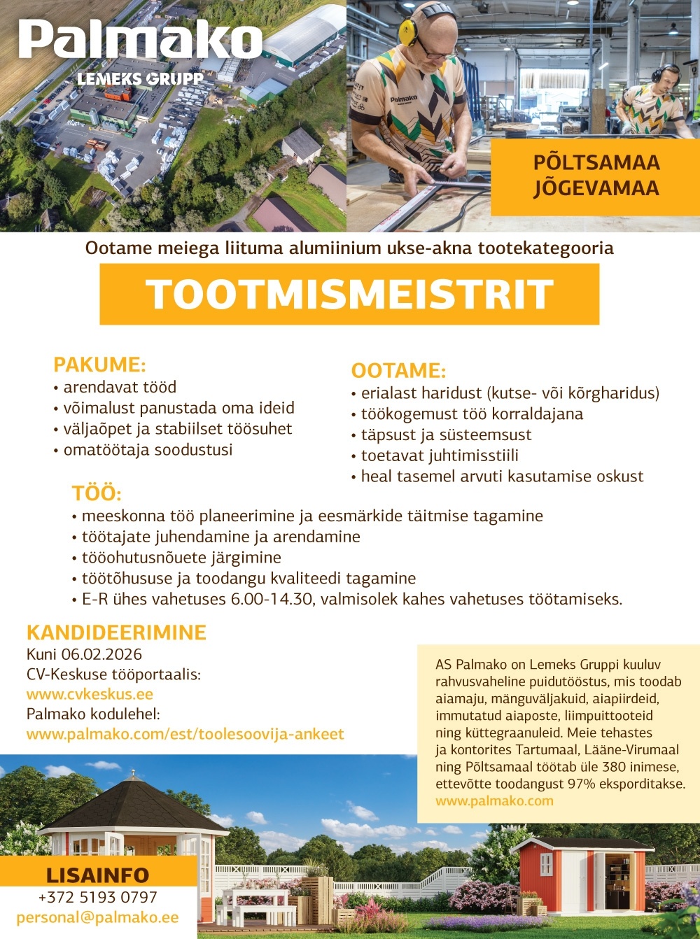 Palmako AS Tootmismeister