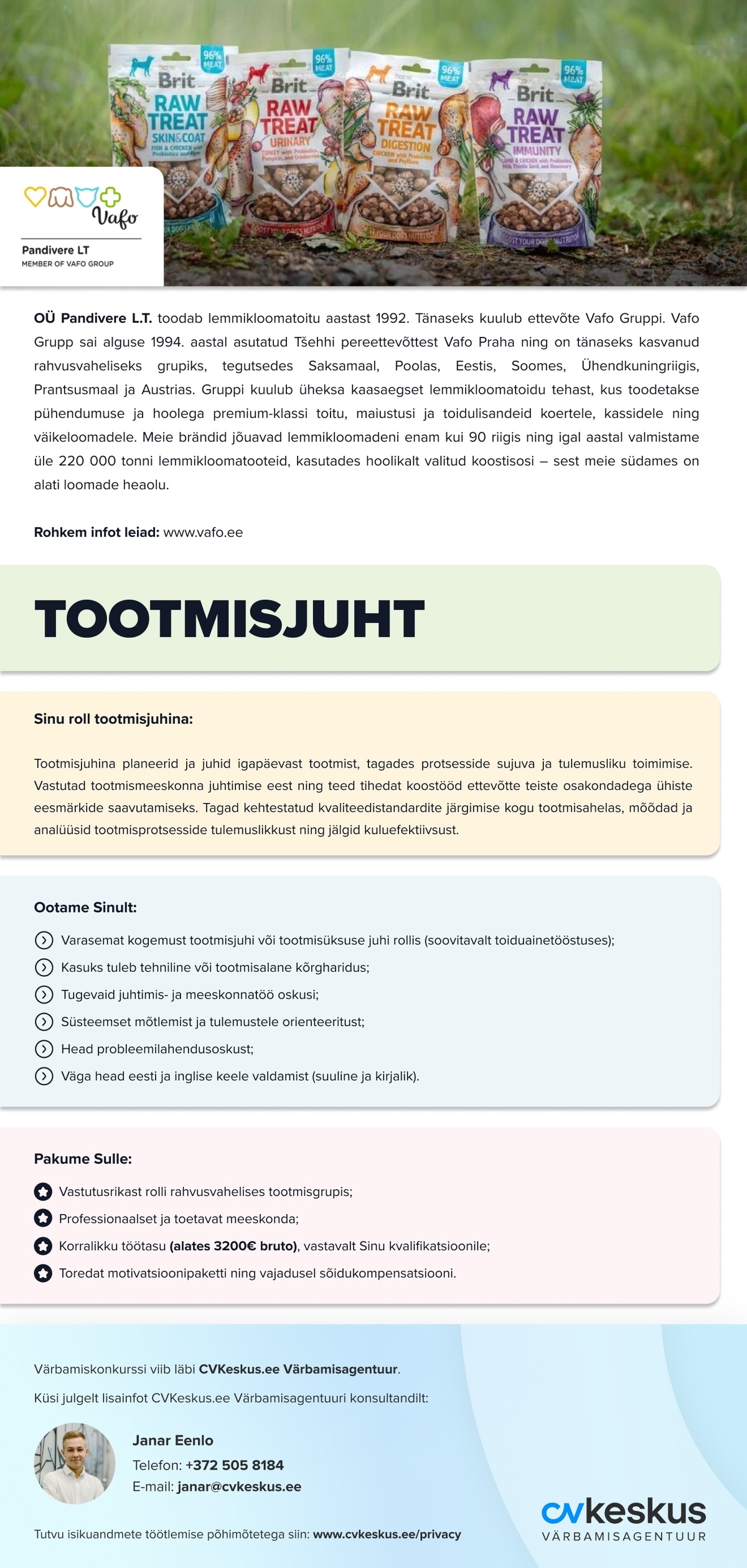 Pandivere LT OÜ TOOTMISJUHT