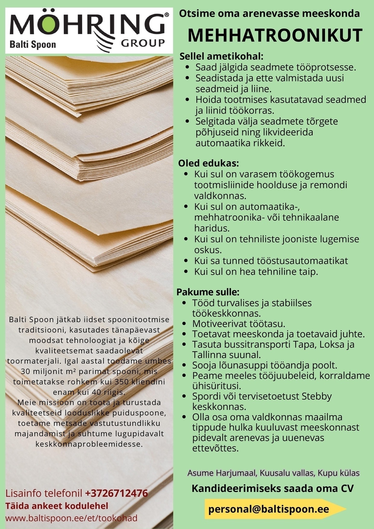 Balti Spoon OÜ Mehhatroonik