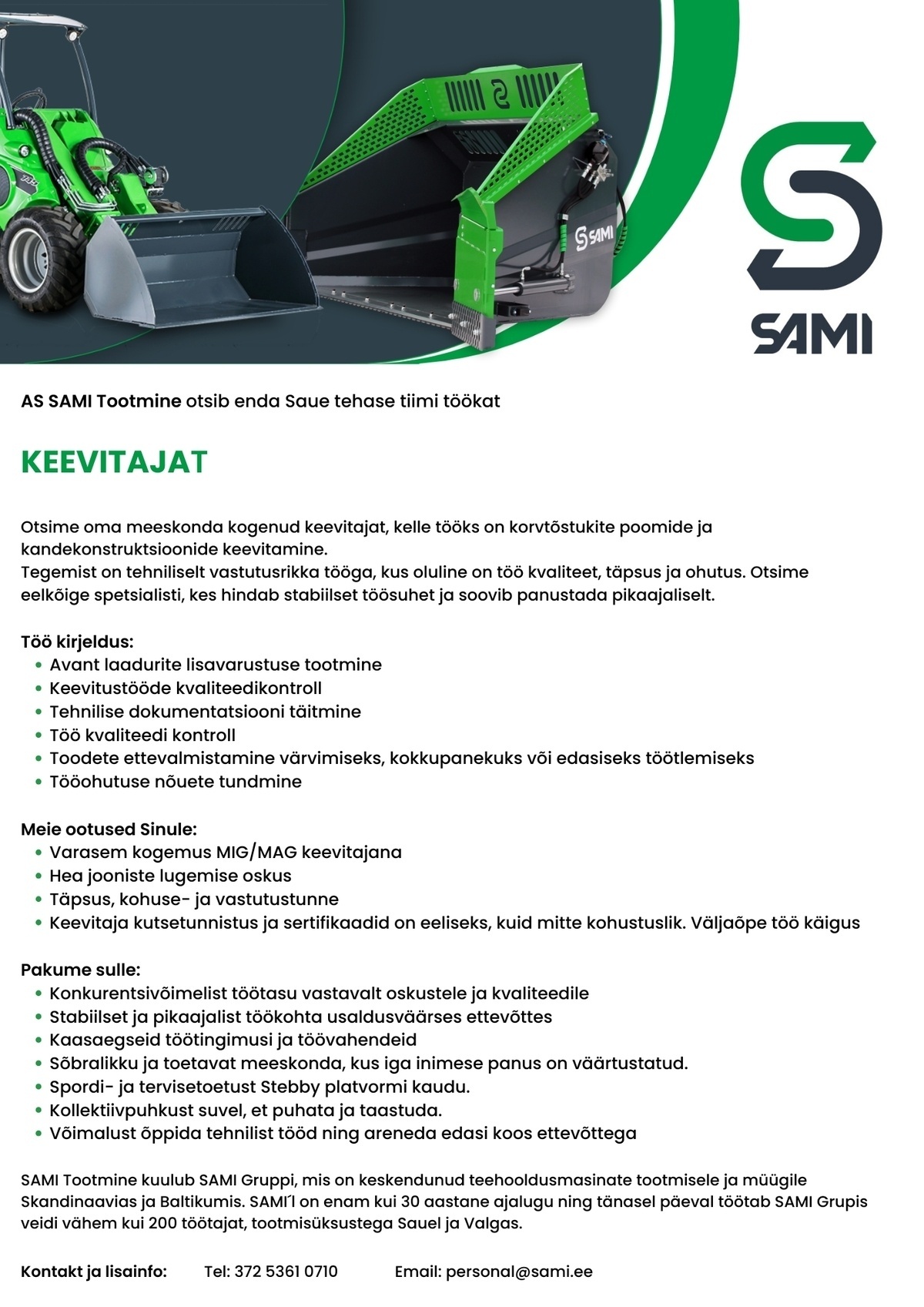 AS SAMI Tootmine Keevitaja