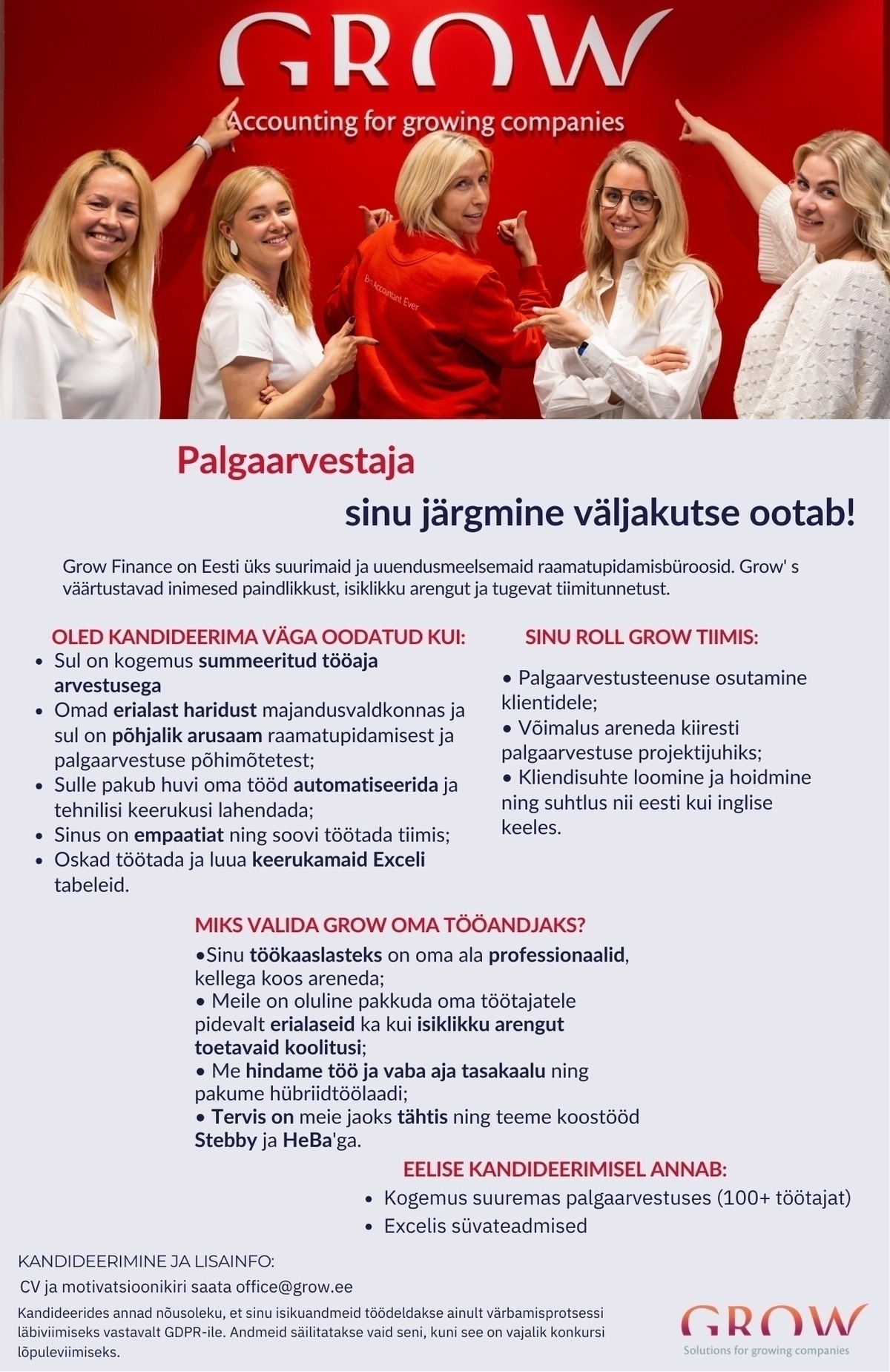 Grow Finance OÜ Palgaarvestaja