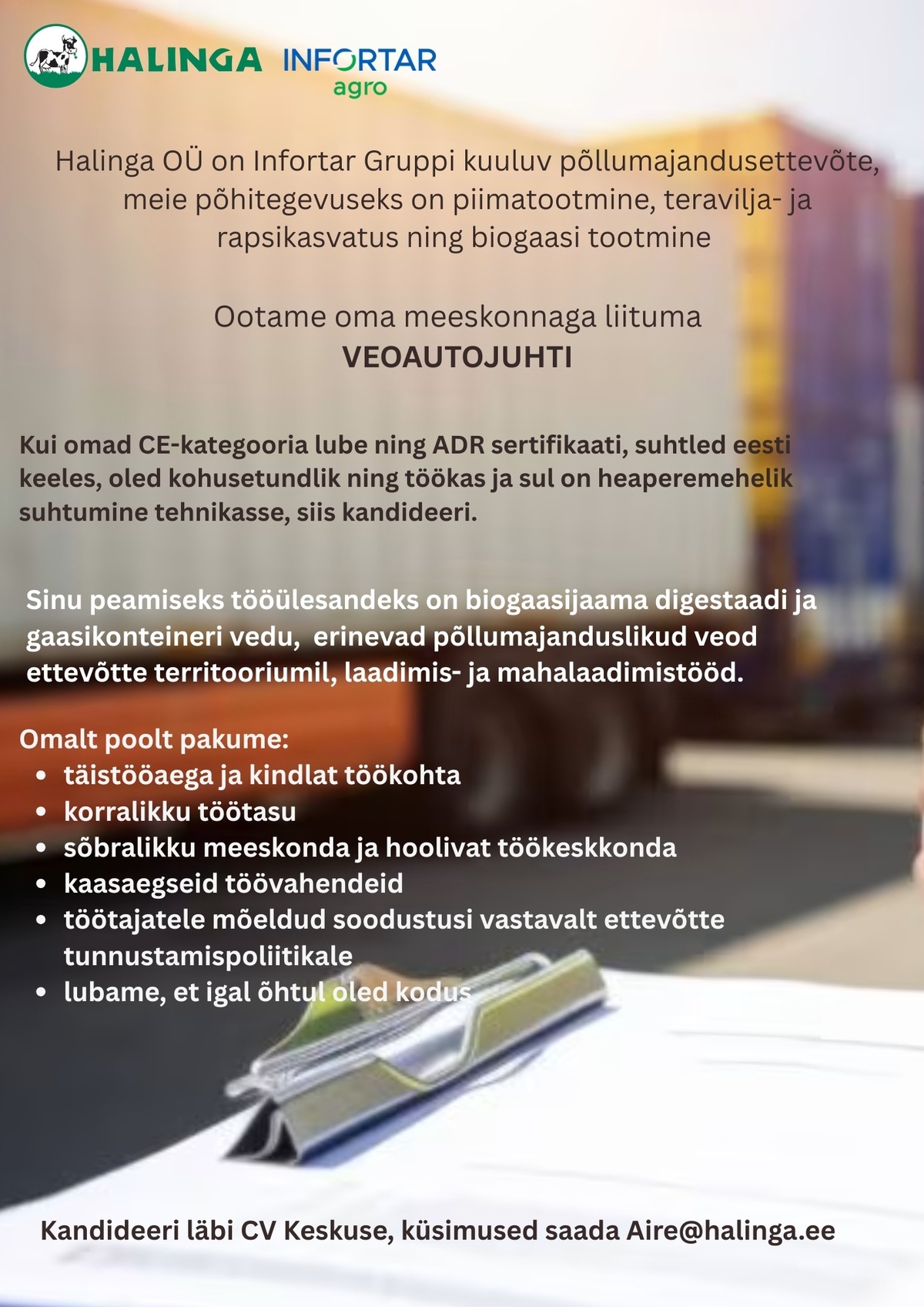 Halinga OÜ Veoautojuht