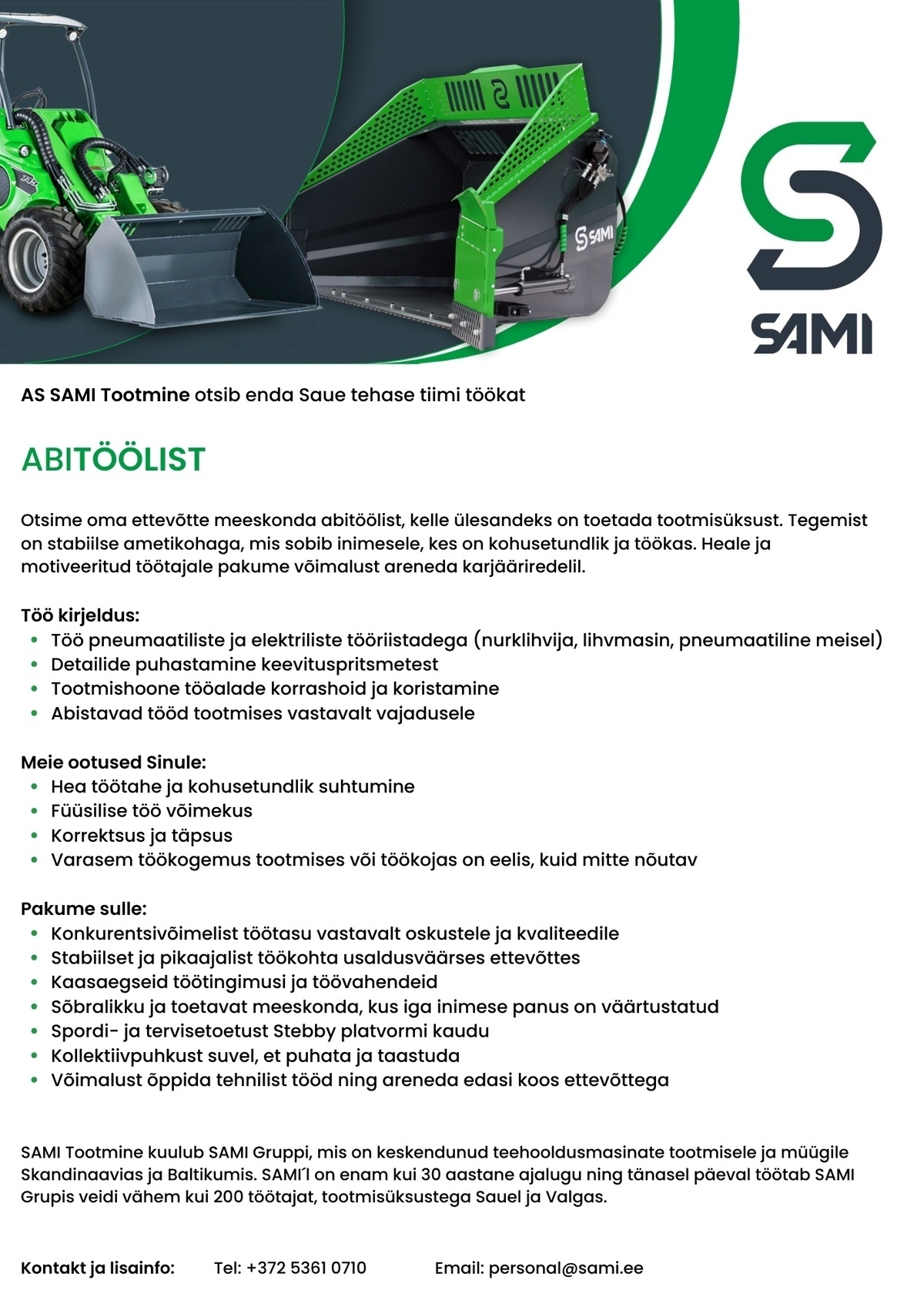 AS SAMI Tootmine Abitööline