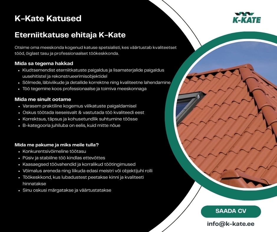 K-Kate Katused OÜ Eterniitkatuse ehitaja