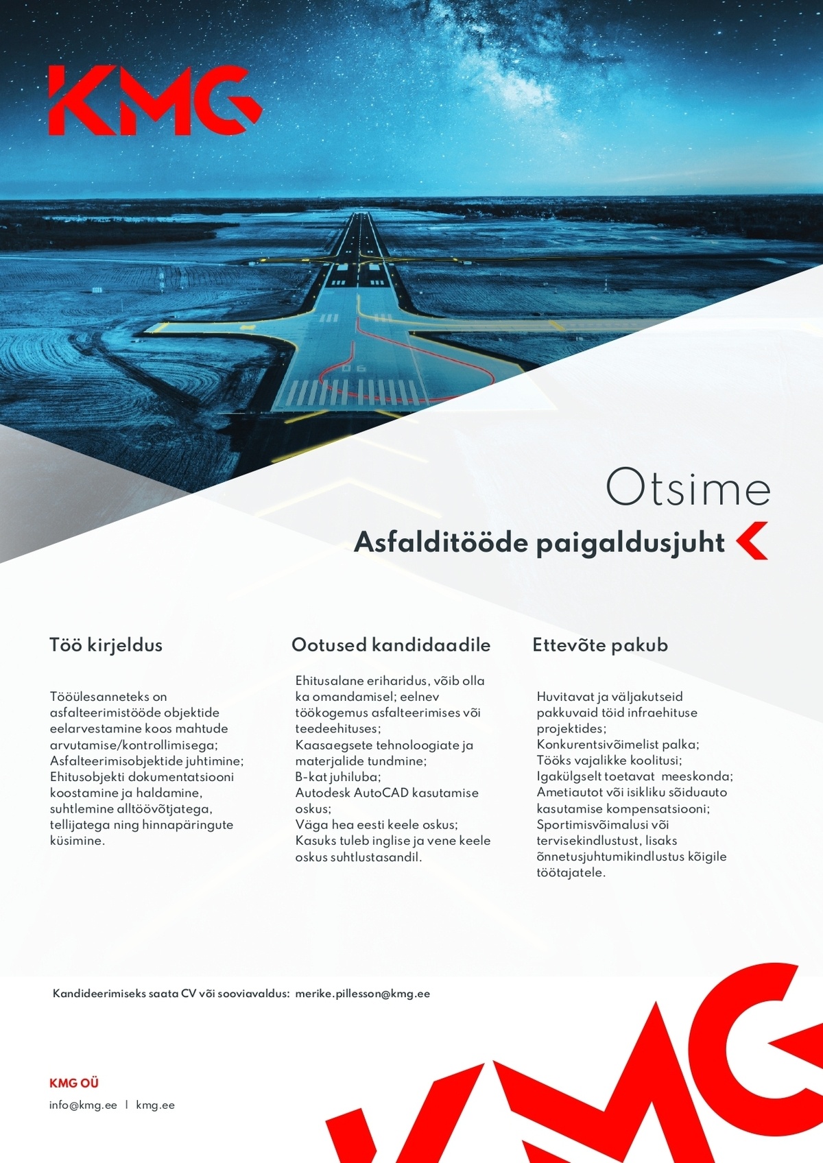 KMG OÜ Asfalditööde paigaldusjuht