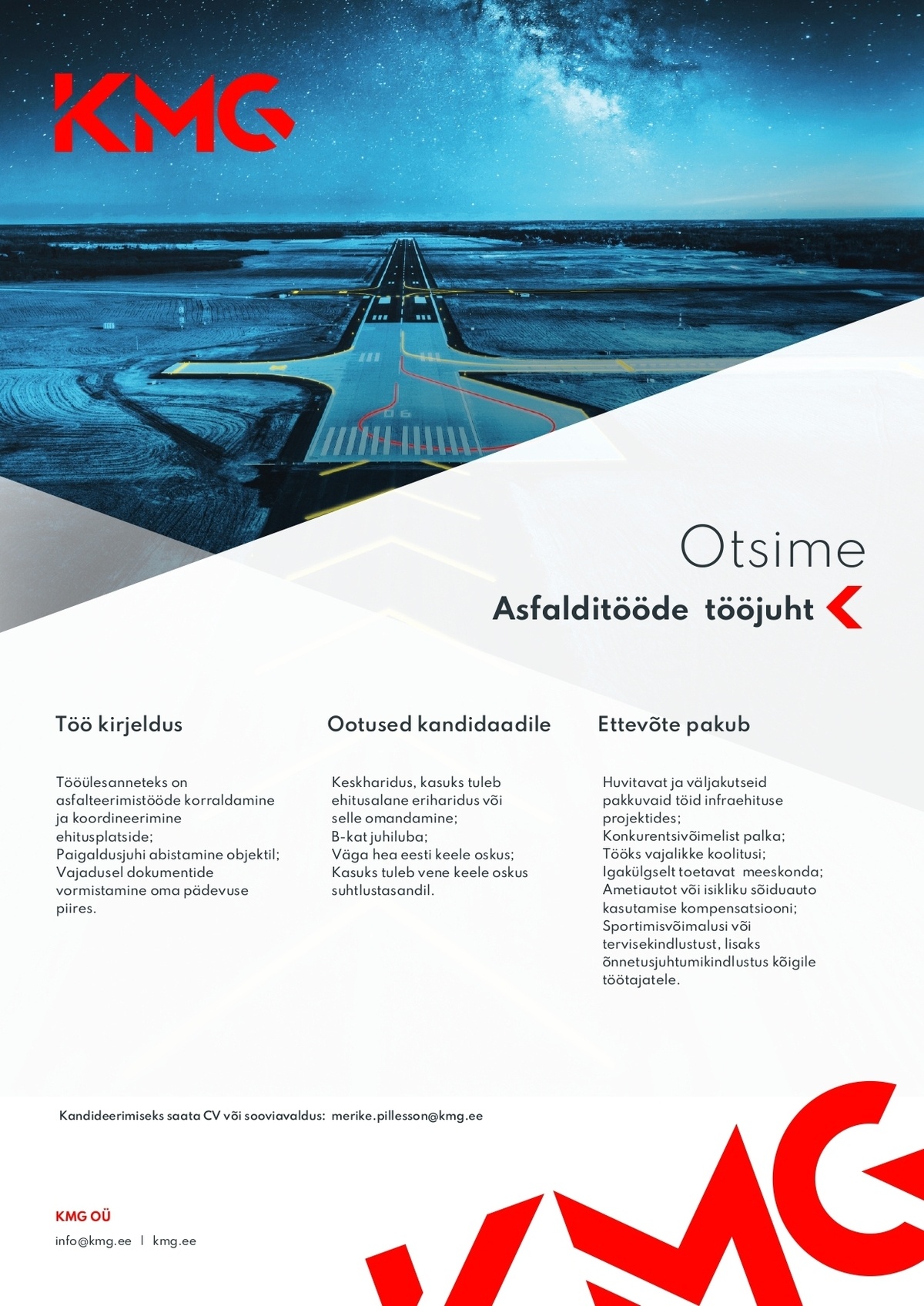 KMG OÜ Asfalditööde tööjuht