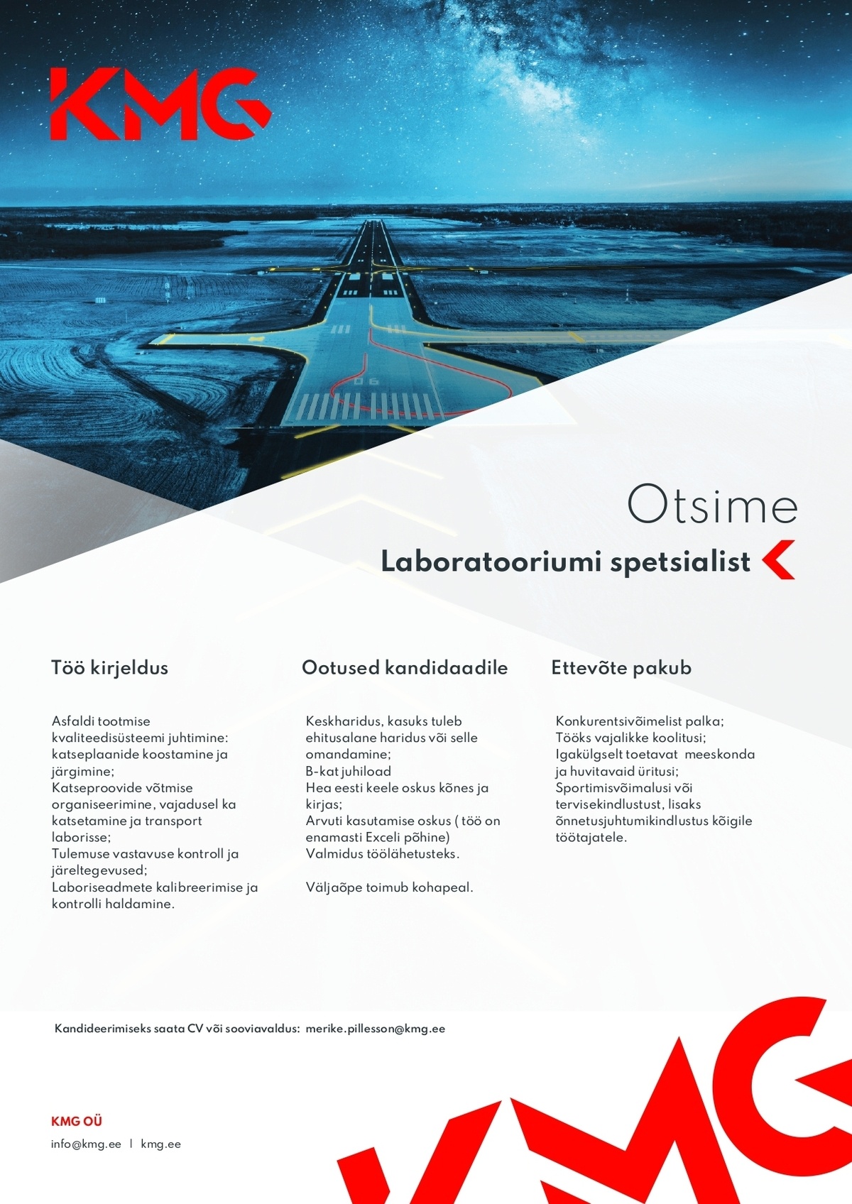 KMG OÜ Laboratooriumi spetsialist