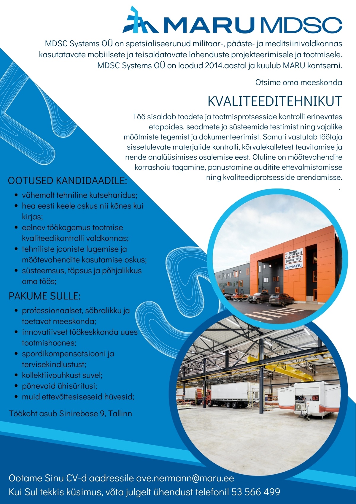 MDSC SYSTEMS OÜ Kvaliteeditehnik