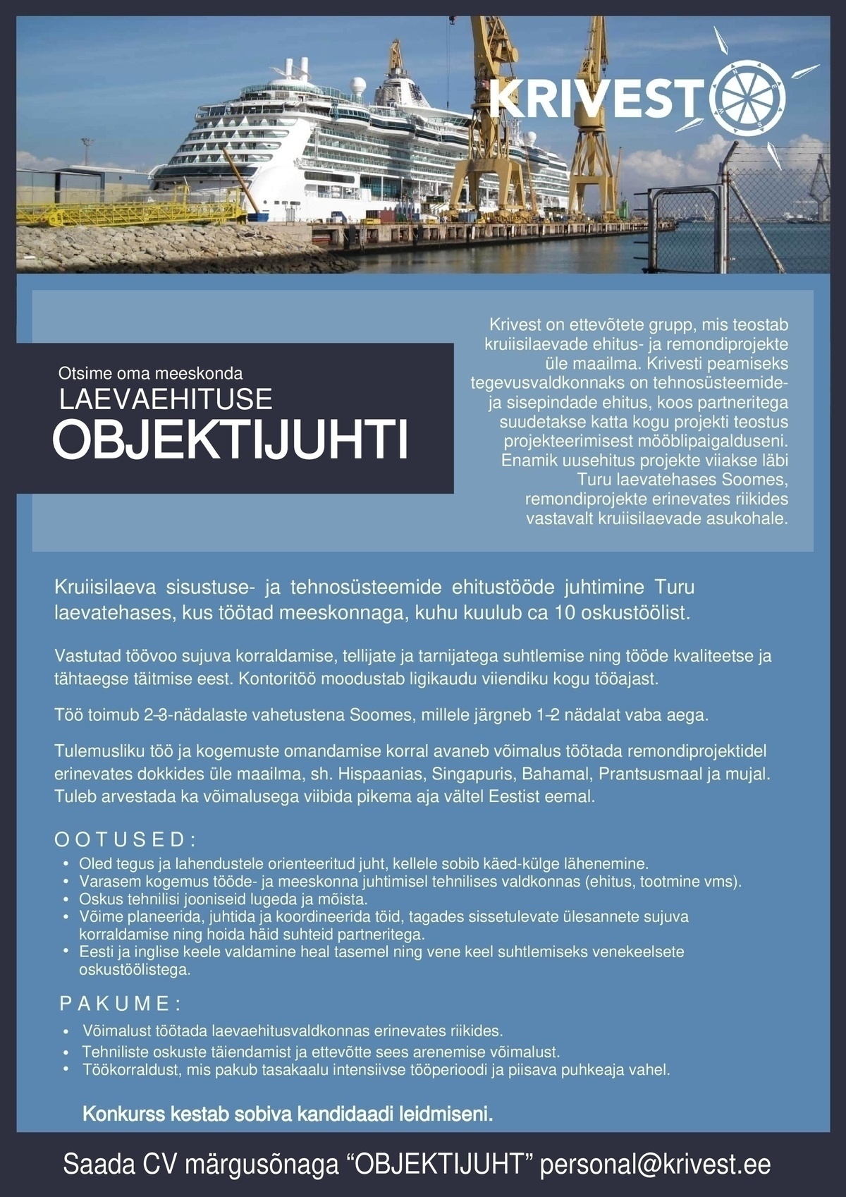 OÜ Krivest Group Laevaehituse objektijuht
