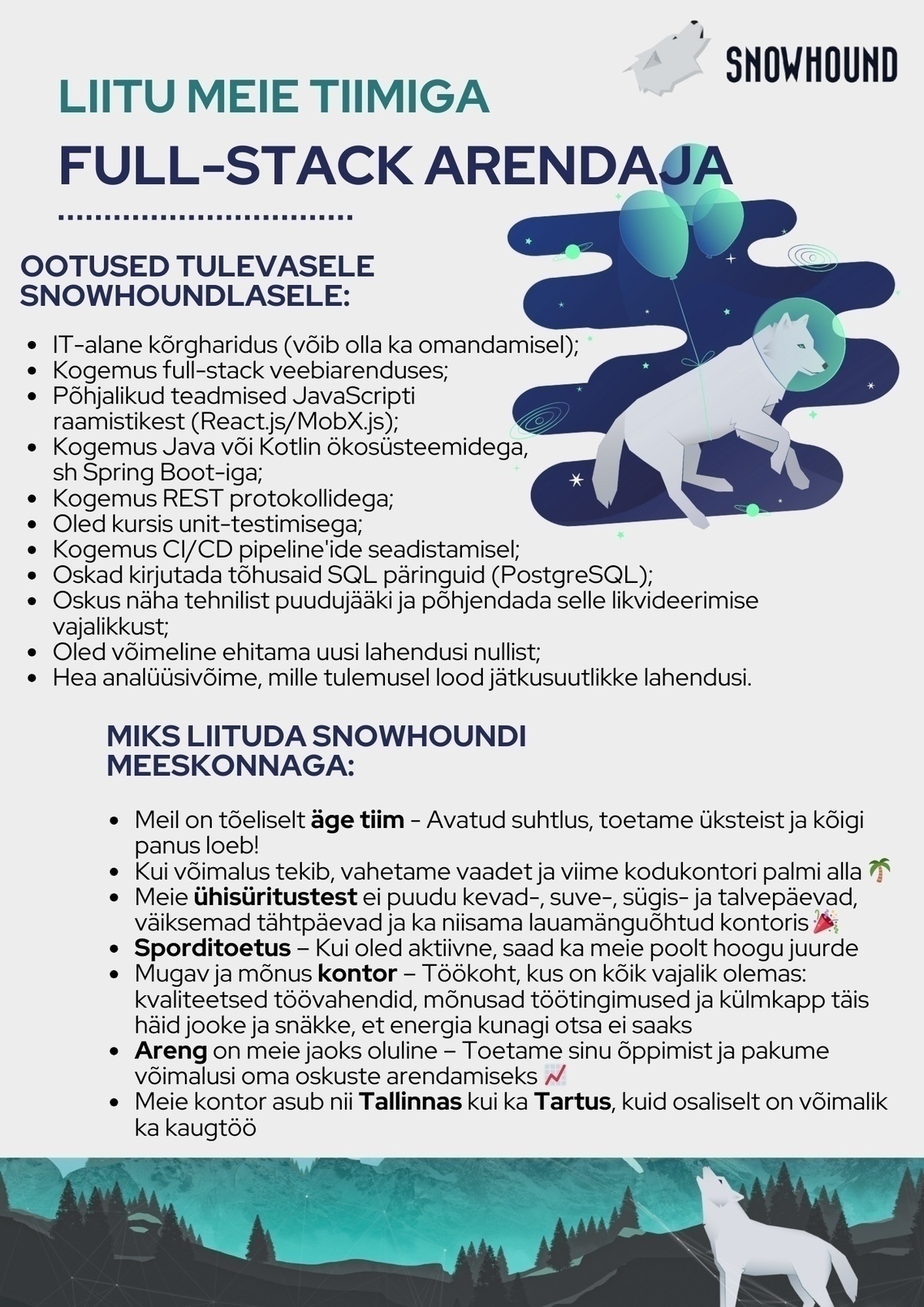 Snowhound OÜ Tarkvaraarendaja