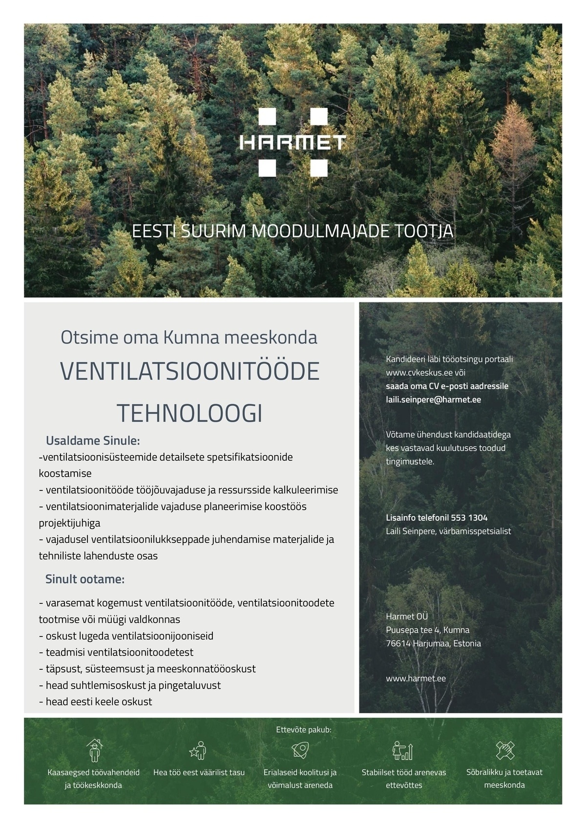 Harmet OÜ Ventilatsioonitööde spetsialist