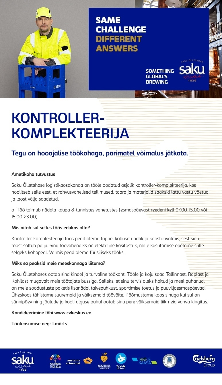 Saku Õlletehase AS Kontroller-komplekteerija