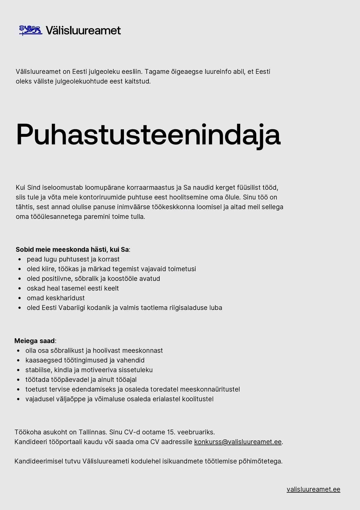 Välisluureamet Puhastusteenindaja