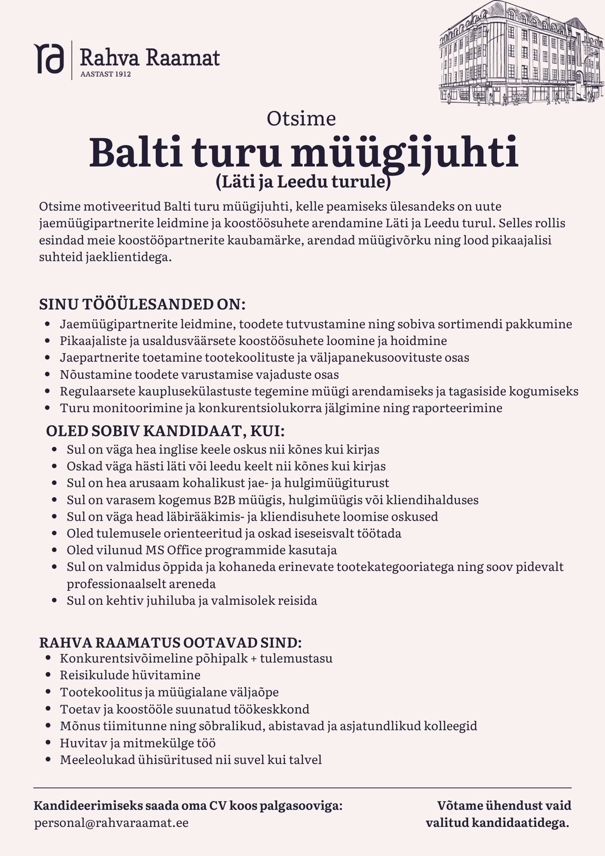 Rahva Raamat AS Balti turu müügijuht (Läti, Leedu)
