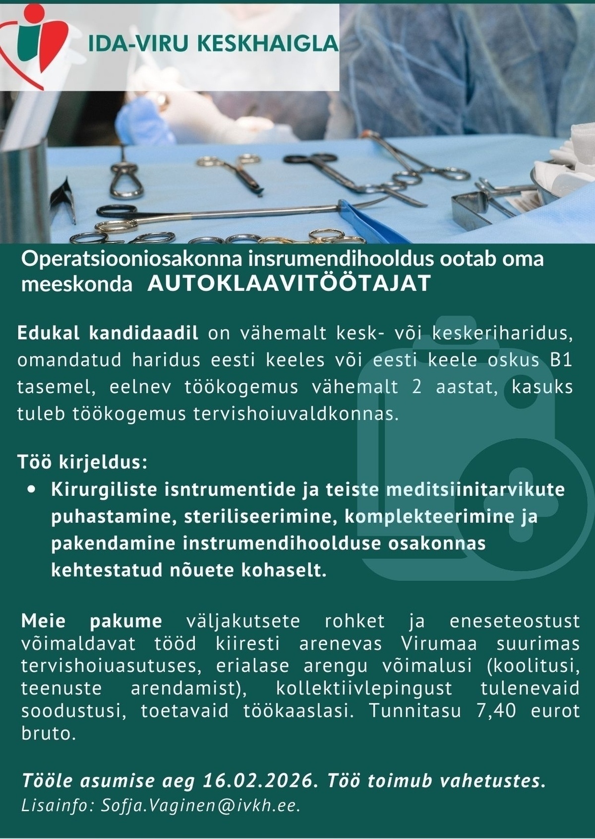 Ida-Viru Keskhaigla SA Autoklaavitöötaja