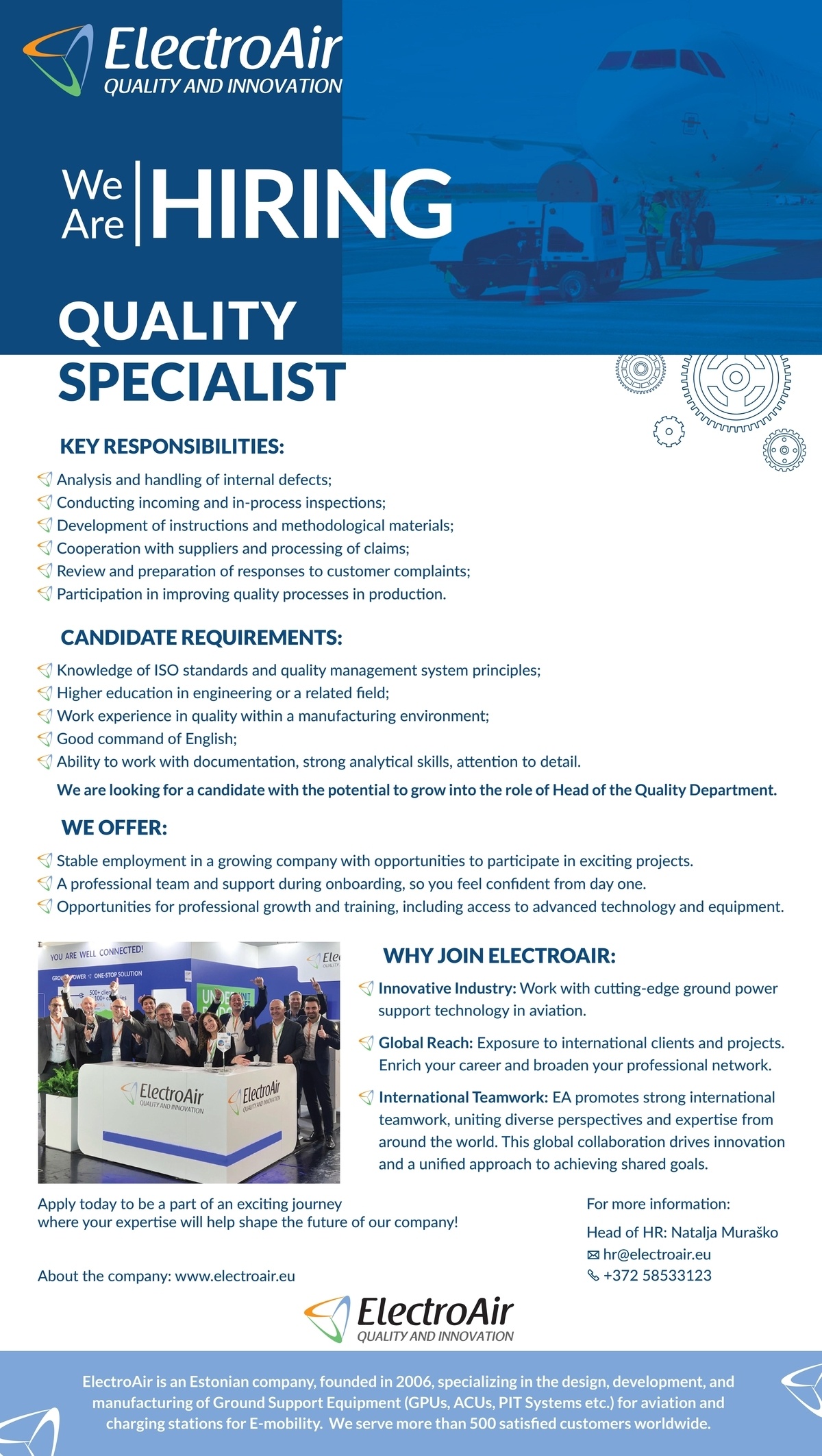 ELECTROAIR OÜ Quality specialist