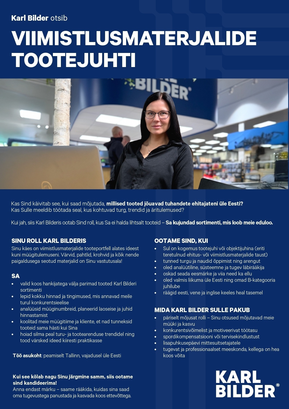 Karl Bilder OÜ Viimistlusmaterjalide tootejuht