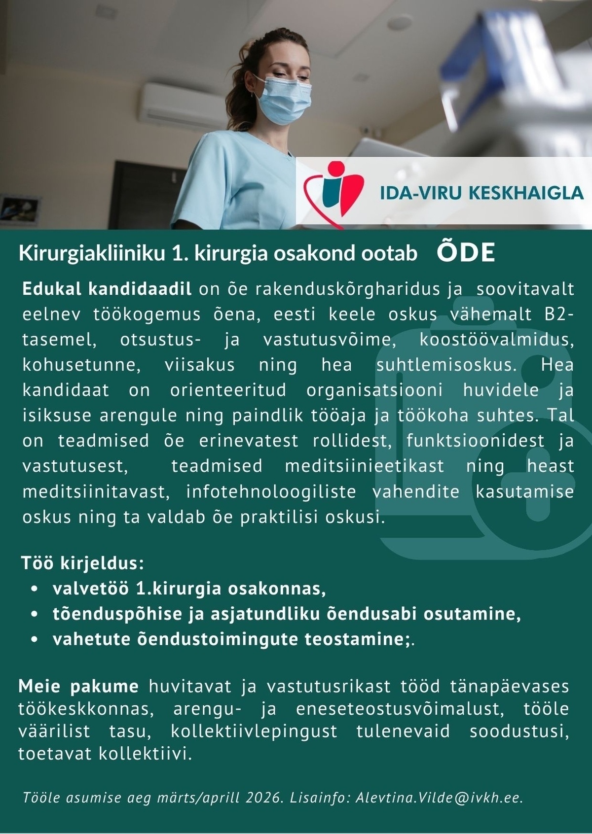 Ida-Viru Keskhaigla SA Õde 1. kirurgia osakonda